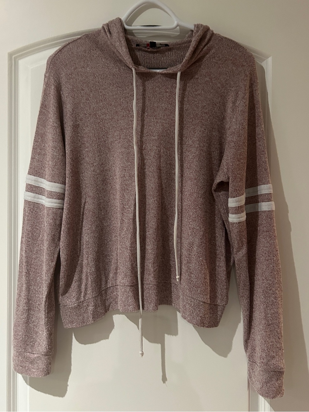 one clothing Mauve Hooded Pullover with White Stripes